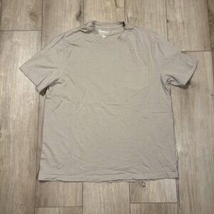 William Rast Shirt Mens Beige Tan Pima Cotton Modal Stretch Pocket Crewneck L